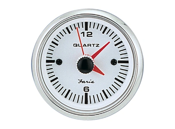 FARIA Klokke Quartz Analog Ø2" - Hvit bl.ring